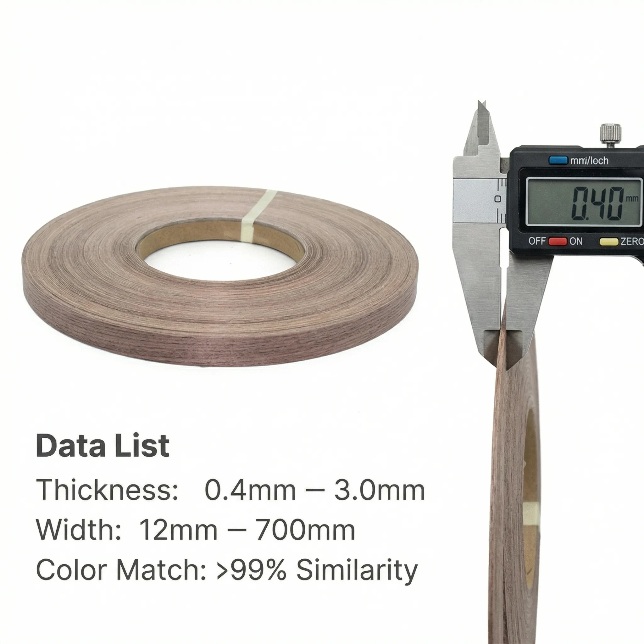 PVC edge banding color match with customizable width and thickness to fit different panels and production lines