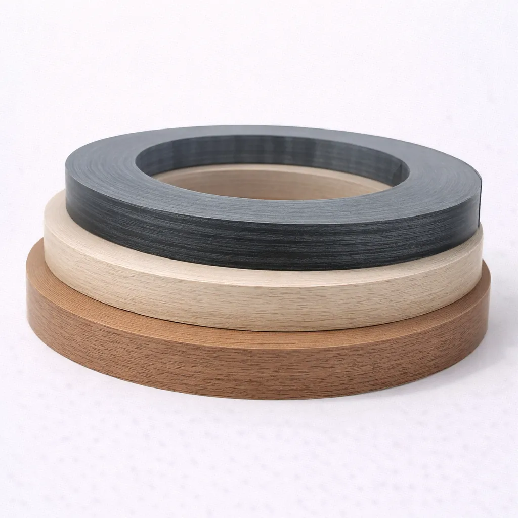 PVC Edge Banding Rolls On White Background For Custom Furniture Edge Protection