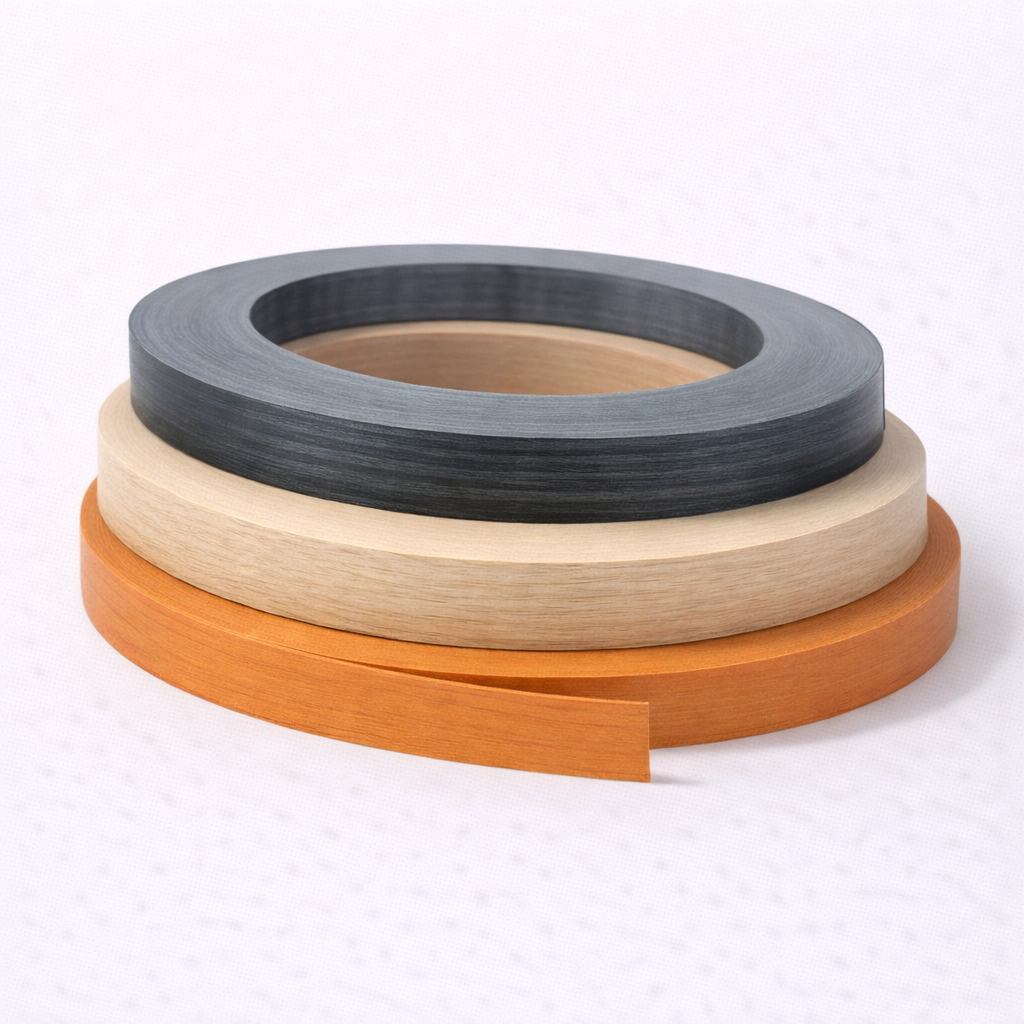 PVC Edge Banding Rolls On White Background For Custom Furniture Edge Protection