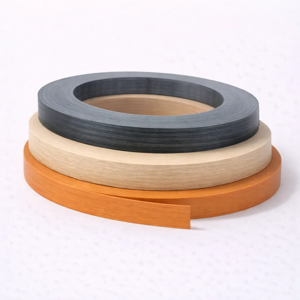 PVC Edge Banding Rolls On White Background For Custom Furniture Edge Protection
