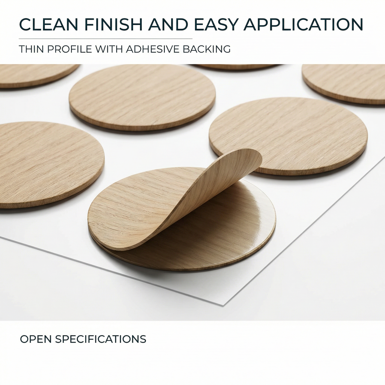 Self-adhesive screw cover caps for furniture surface finishing