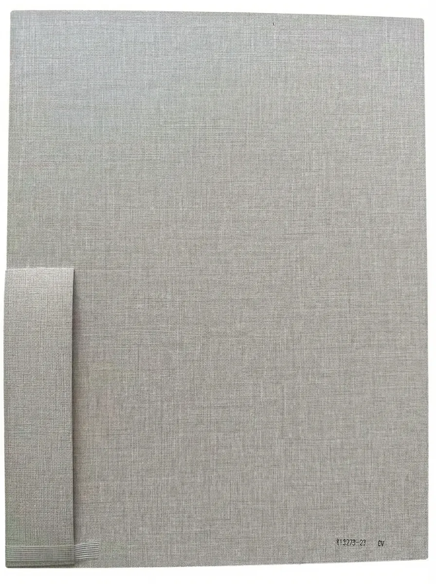 Fujuan K13273-23 warm greige fabric pattern edge tape, simulating soft textile surfaces for elegant custom closet and drawer designs.