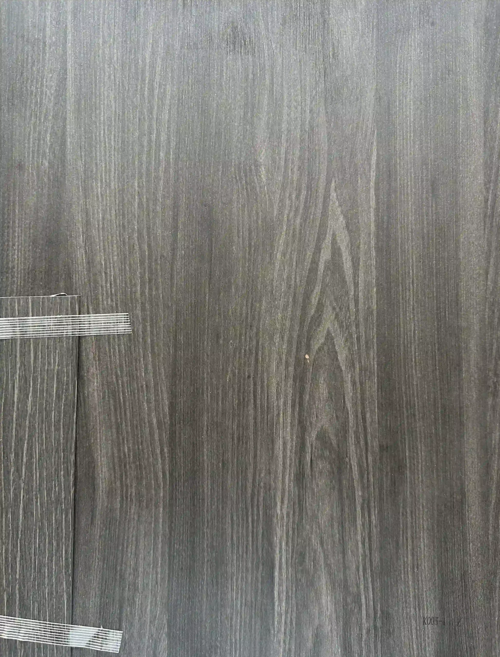 Dark grey ash wood grain board sample with matching edge banding strip for custom cabinet and panel production K005 7