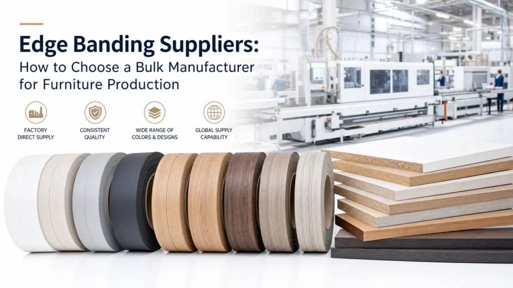 Edge banding suppliers for bulk furniture production with factory direct supply, consistent quality and wide color range
